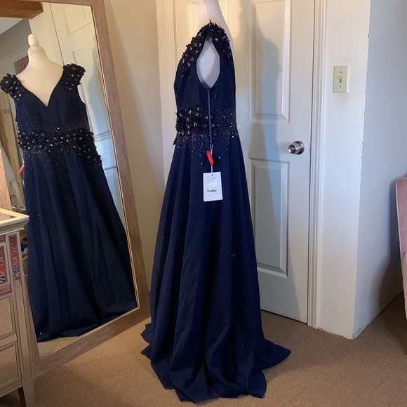 Mac Duggal Midnight Blue Embellished Maxi Dress - Picture 8 of 15